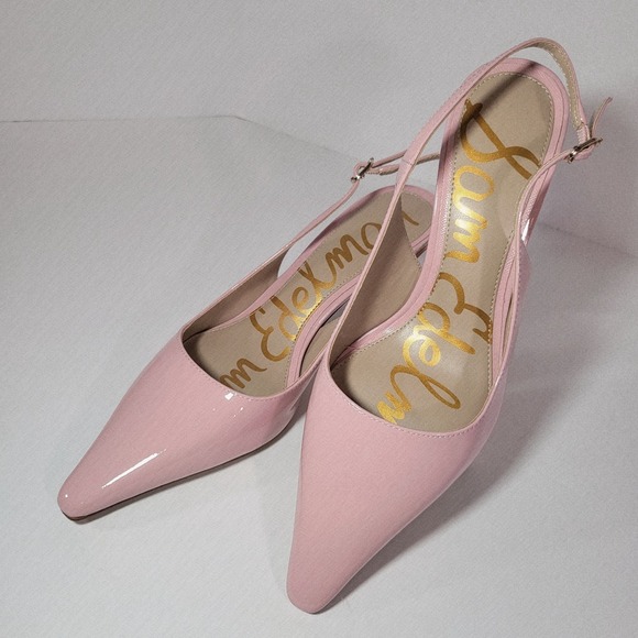 Sam Edelman Shoes - Sam Edelman Bianka Pink Patent Leather Slingback Pumps Pointed Toe MSRP $150
